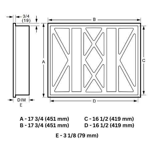 Resideo FC313R1818 Return Grill Media Air Filter Dimension
