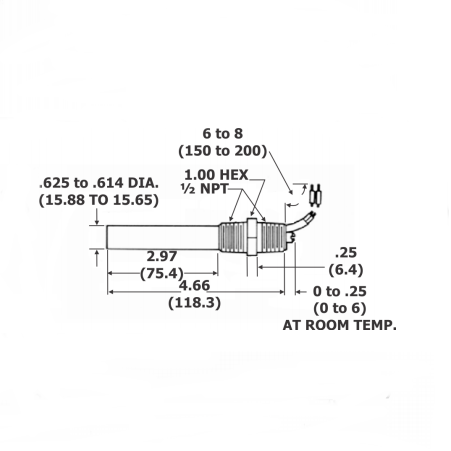 Fenwal 01-018002-000 Thermoswitch Controller Coupling Head Type Dimension
