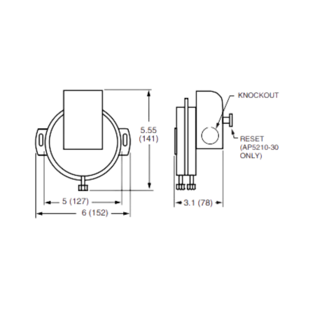 Honeywell Resideo AP5027-30 SPDT Air Pressure Switch Dimension