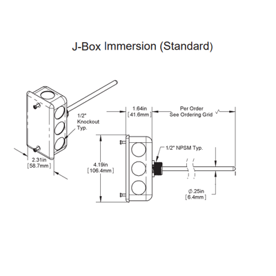 BAPI BA/T1K Immersion Temperature Transmitter (Nylon Fitting)