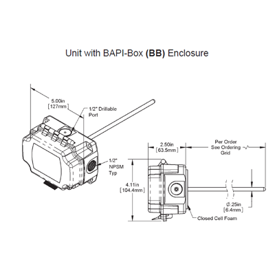 BAPI BA/T1K[20TO120F]-RA-12-BB-TS Rigid Averaging