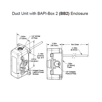 BAPI BA/10K-2-D-6-BB2 Duct Temperature Sensor