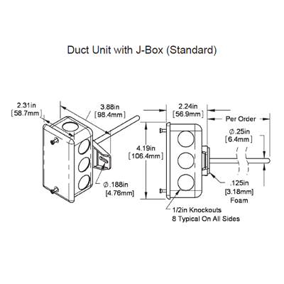 Automated Logic ALC/10K-2[XP]-D-4&quot; Duct Temperature Sensor