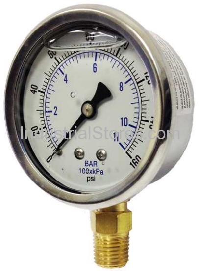 Kodiak Controls KC201L40100 Gauges & Accesories 0-100psi 4" Dial 1/4 Bottom Mount Liquid
