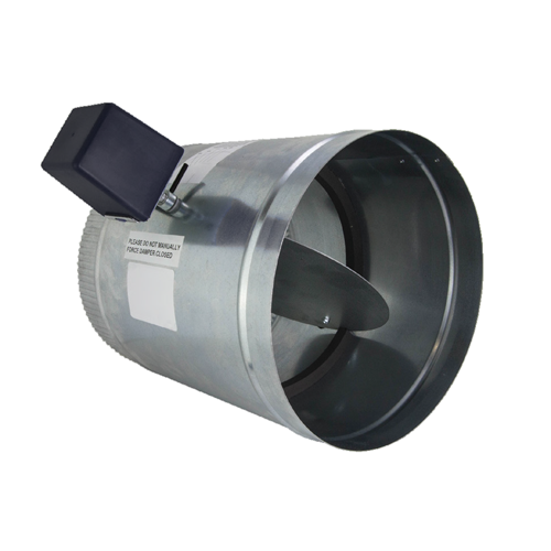 iO HVAC Controls D-08 Round 2-Position Damper with Spring Return Actuator 2-Wire 24V 8"
