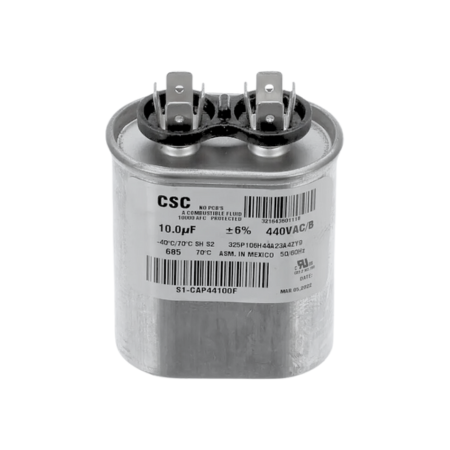 York S1-CAP44100F Single Flat Motor Run Capacitor 440V 50/60 Hz 10MFD