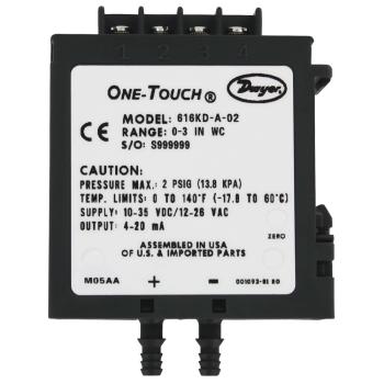Dwyer 616KD-01-V Differential Pressure Transmitter 2% Accuracy 0-2" W.C. 0-5/0-10V