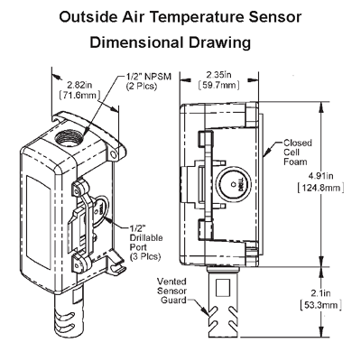 Automated Logic ALC/10K-2-O-BB-TS Outside Air Temperature Sensor